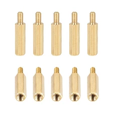 25Pack M3x15x6mm(DxHLxML) Brass Hex Standoff Male to Female Spacer Screw Nuts