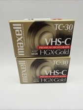 Maxwell VHS-C TC-30 HGX-Gold Premium High Grade Video Tapes  New Sealed,2 Pack