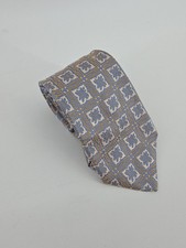 Paul Fredrick Tie 100 Silk Blue Gold Paisley Geometric Handmade In Italy EUC