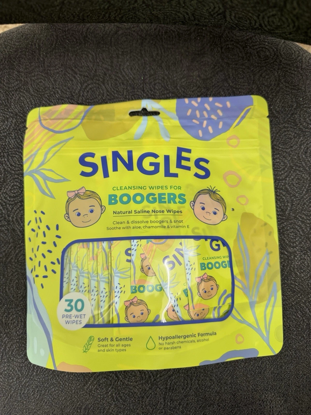 Singles Kids Cleansing Nose Wipes for Boogers - 30 pack Yellow brand new in bag
Opens in a new windo