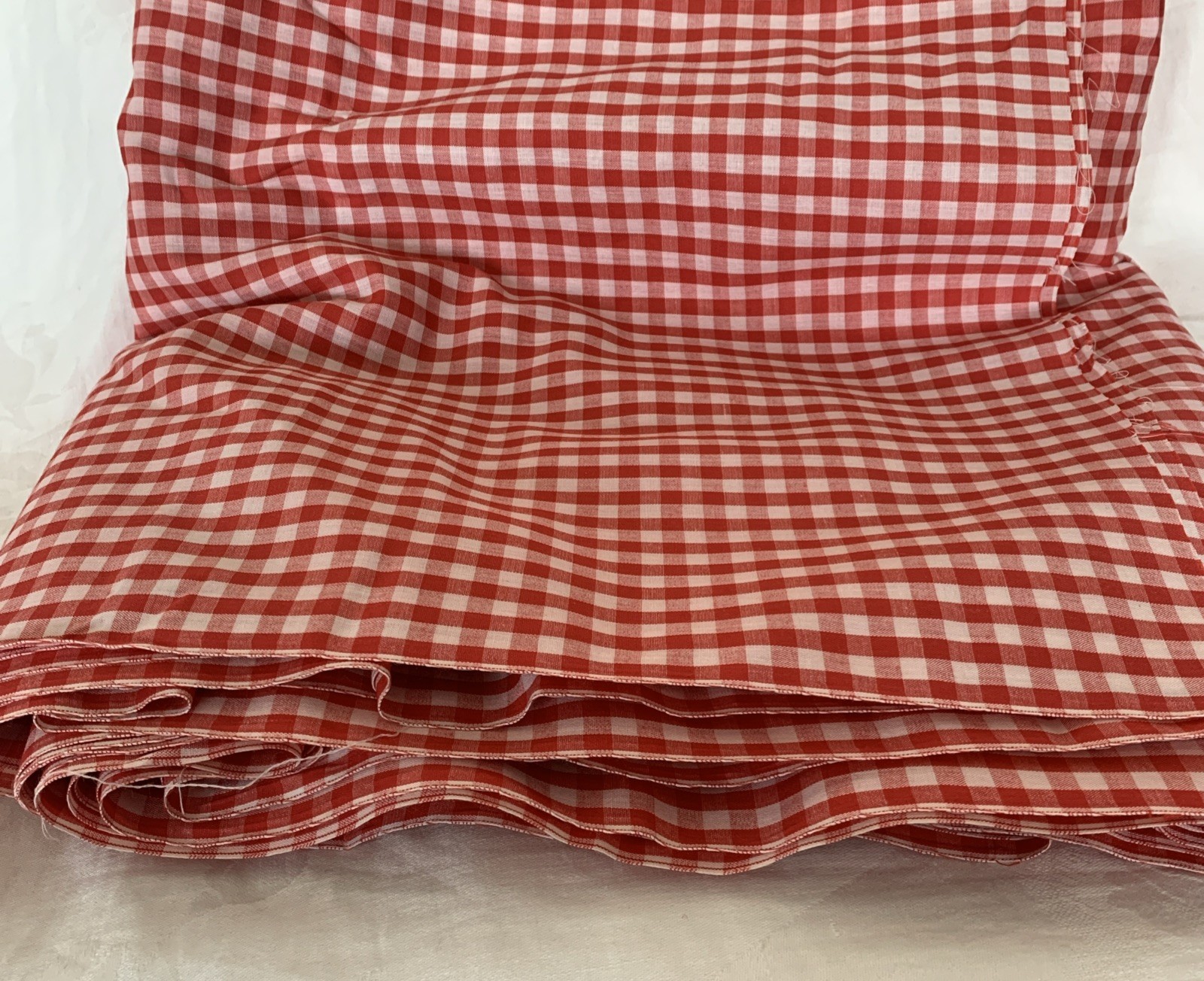 10 Yds. Vintage Red and White Check, Gingham 100% Cotton 45" wide Fabric