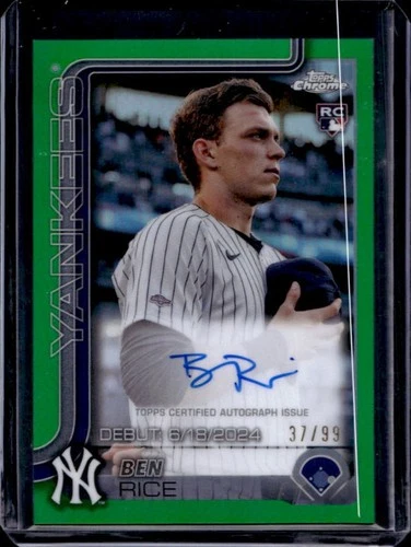 2025 Topps Chrome Update Ben Rice Rookie Debut Auto RC Green Refractor #/99