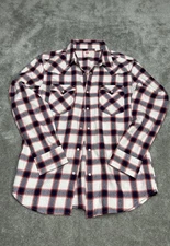 Levis Western Style Plaid Flannel Shirt Size M Standard Fit White/Blue/Red