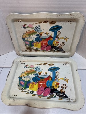 Donald Duck Casey Jr Metal TV Lap Tray Kids Dinner Walt Disney Lot of 2