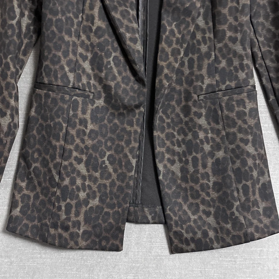 Blazer Bagatelle Pequeño Marrón Leopardo Animal Chaqueta Bolsillos Otoño Capa Carrera Foto 3 de 4