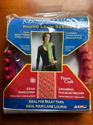 Provo Craft Knifty Knitter Round Loom Med 2 Size 7.5'' Bulky Yarn Hat Scarf Purse