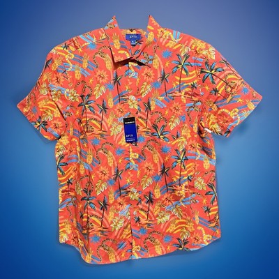 Kohl s Apt 9 Men s Hawaiian Shirt XL Pineapple Snakes Leaves Palm Trees Flowers