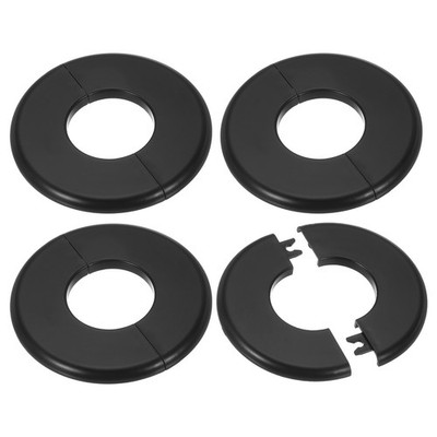 4Pcs Wall Split Flange Escutcheon Plate Buckle Pipe Cover 1.73''/44mm, Black