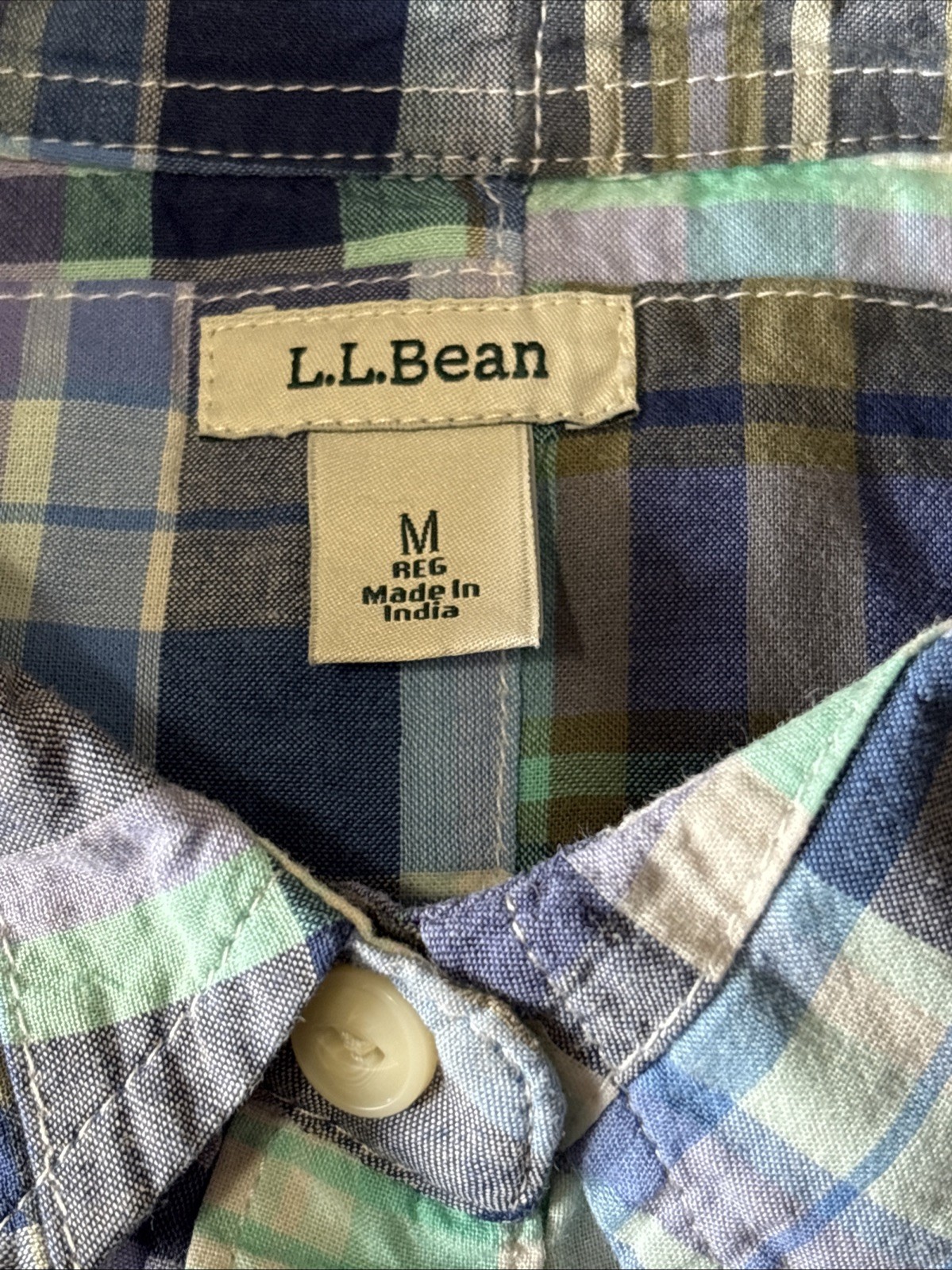 LLBean Madras Patchwork Plaid Button Up Shirt Wom… - image 5