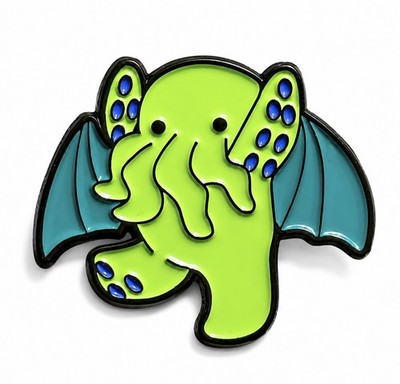 Grüne Cthulhu Krake Kryptid Metall Pin Anstecker Brosche Oktopus DnD Goth Horror Alt 