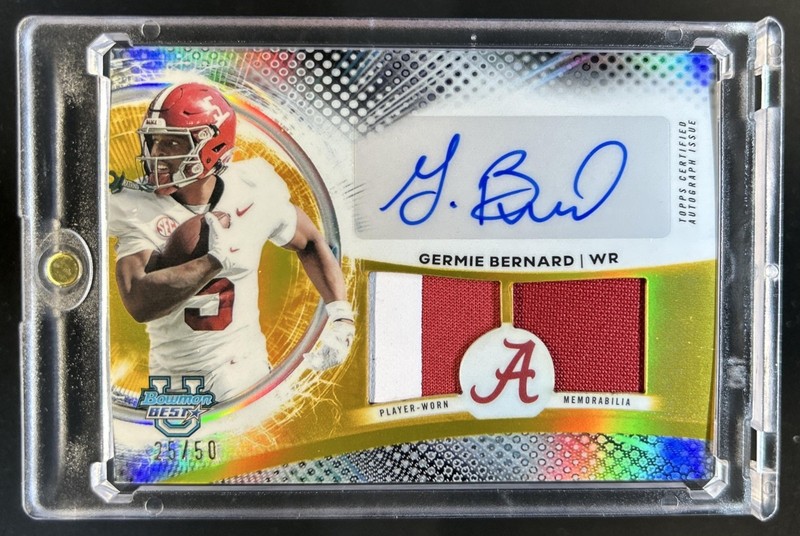 2025 Bowman Best U Germie Bernard Prospect Dual Patch Auto Gold Refractor #/50