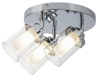 Moderne Deckenleuchte G9 3x28W Chrom Rabalux Aviva IP44 Glasmetall-Lampe
