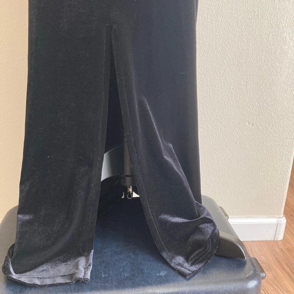 Maxi Vestido De Terciopelo La Belle De Colección S Negro Vestido de Noche Bodycon Sin Mangas EE. UU. Y2K Formal Foto 3 de 4