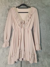 Shein Blush Pink Boho Dress Lace Ruffle Flowy Long Sleeve Small