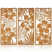 3 Pcs Tropical Wall Decor 3d Wooden Palm Leaf Wall Art Monstera Sculptures Wo...