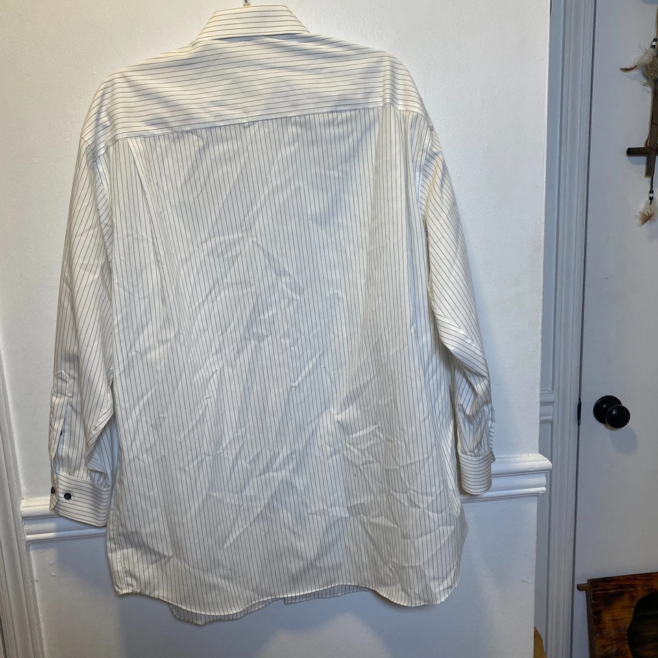 Рубашка Minimalist Concepts от Claiborne без складок белая в тонкую полоску хлопок - Изображение 2 из 4