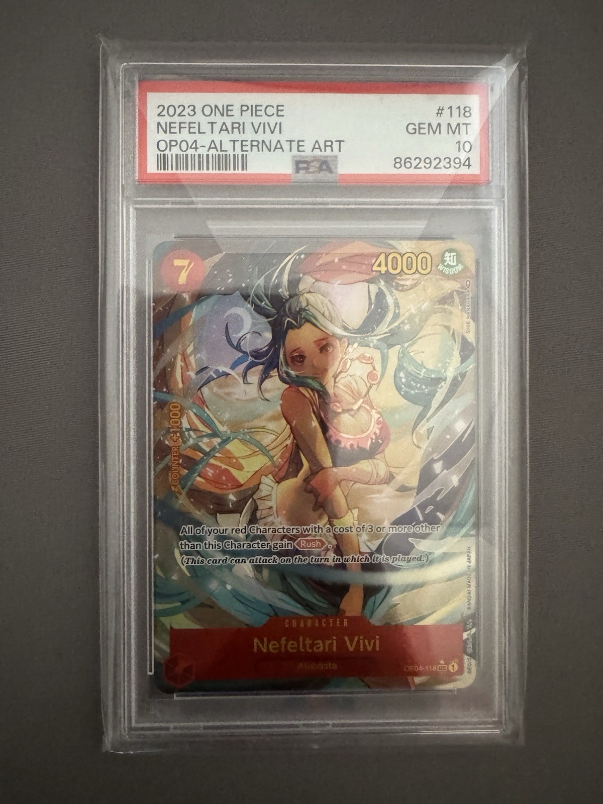 2023 One Piece Nefeltari Vivi OP04-118 SEC Alternate Art PSA 10 Gem Mint English