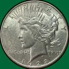 1928-S Peace Dollar Almost Uncirculated AU Coin #42032