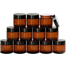 2 oz Small Amber Glass Jars with Lids, 12 Pack 2 oz