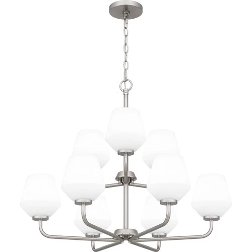 Brushed Nickel Nine Light Chandelier from the Nielson Collection - Picture 4 of 6