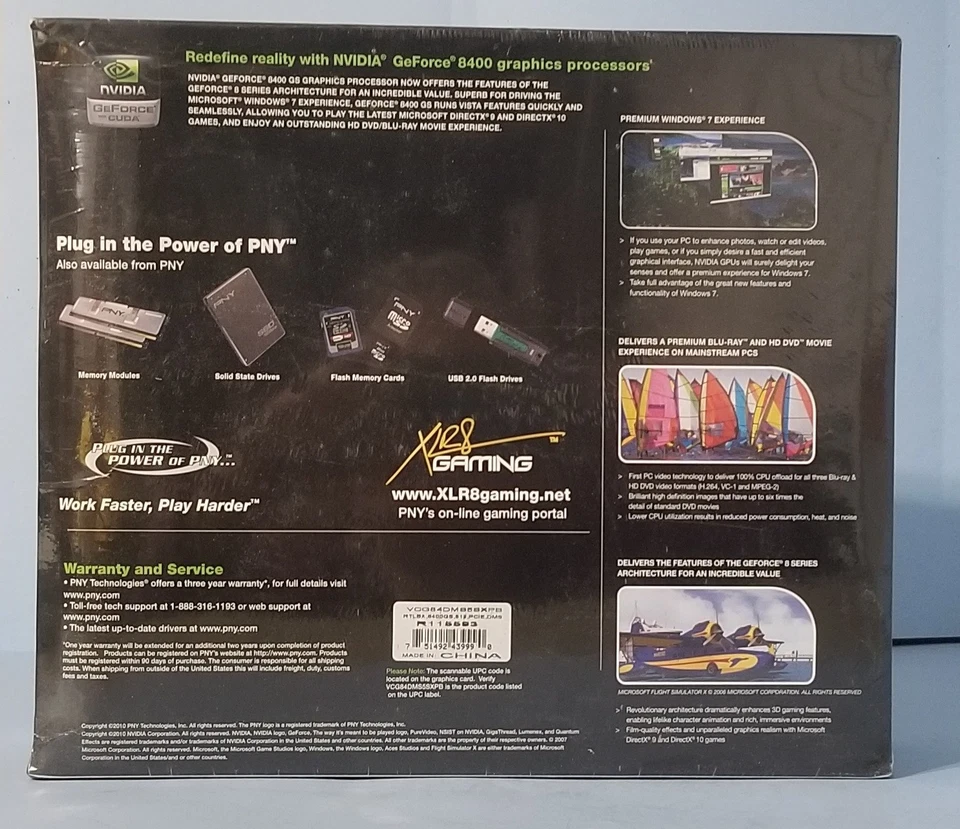 PNY Verto GeForce 8400GS 512MB DDR2 PCI-E Video Card VCG84DM959XPB New Sealed - Image 2 of 3