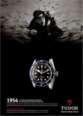 2014   Tudor Watch Heritage Black Bay Print Ad   2000's Fashion FA-06