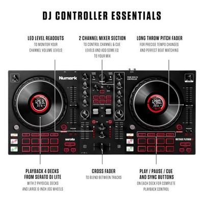 Numark Mixtrack Platinum Serato Control, DJ Mixer, Built-in Audio