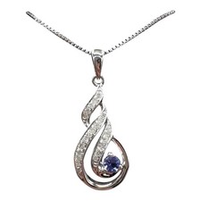 Sterling Silver Tanzanite Diamond Necklace 0.18ct 18in