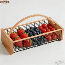 Portable Garden Harvest Basket w/ Handle, Fruit and Vegetable Storage Organizer