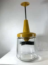 Vintage Androck Mustard Yellow Food Chopper Nut Grinder Herb Glass Container MCM