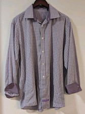 English Laundry Men's Long Sleeve Dress Shirt 16.5 L Button Down Plaid