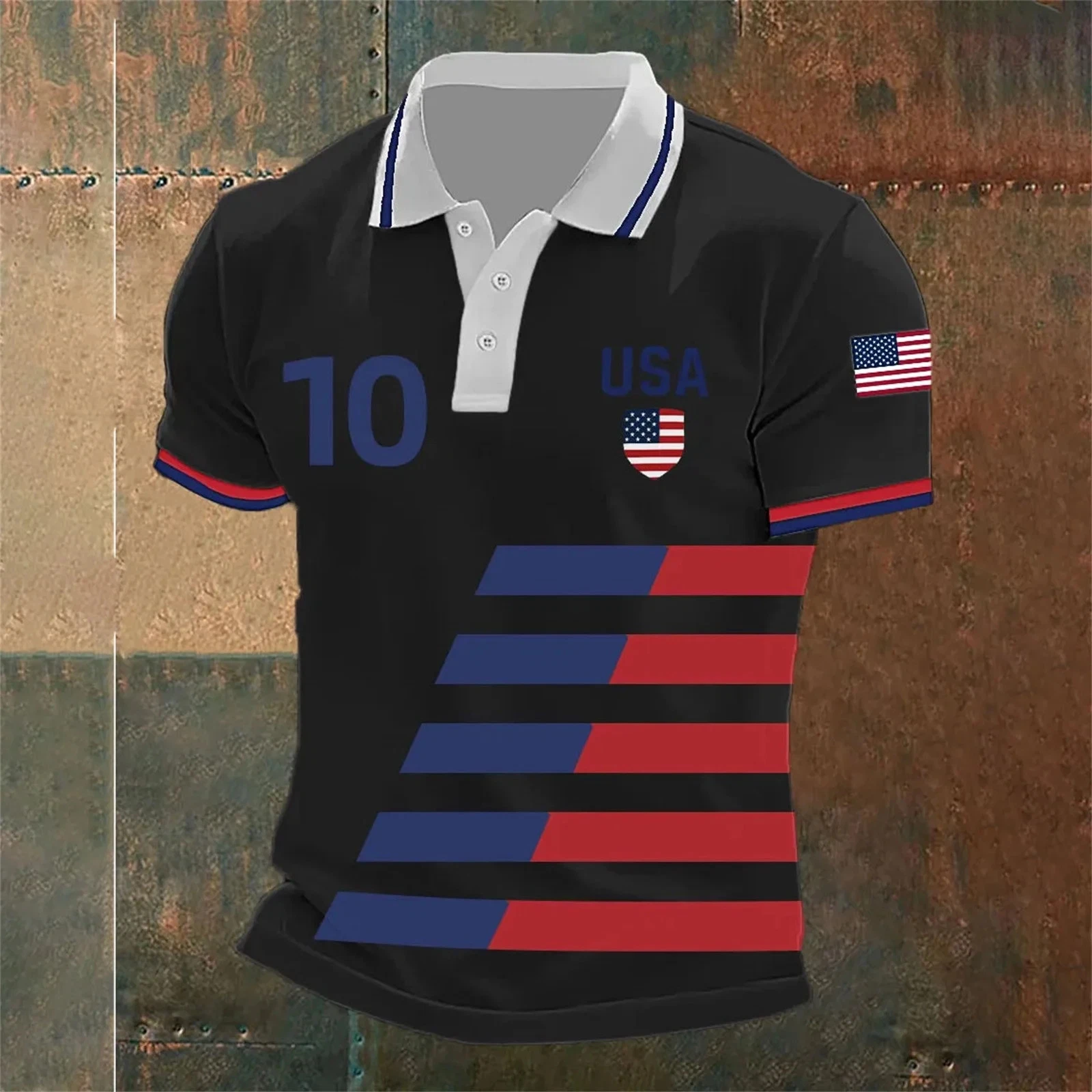 Patriotic American Flag Polo Shirt, 250th Anniversary USA 4th Of July