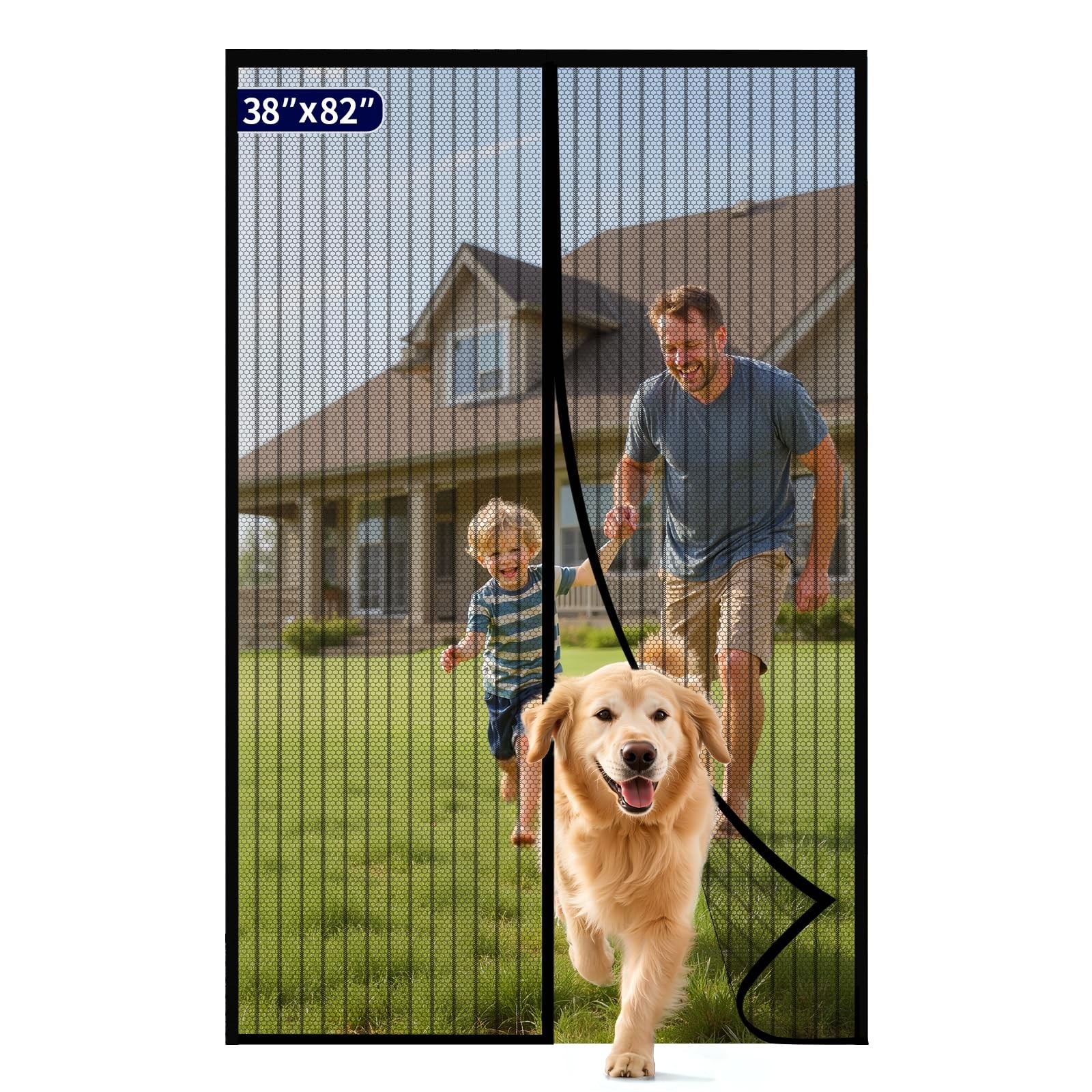 Kitsure Magnetic Screen Door - 38.0 x 82.0 in Retractable Screen Door Mesh for F
