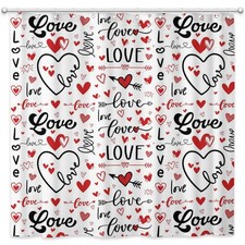 Love Hearts Shower Curtain Romantic Love Words Bathroom Curtain Set Valentine...