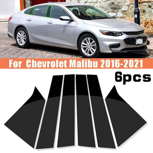 6pcs Glossy Black Pillar Posts Door Trim Cover For Chevrolet Malibu 2016-2021