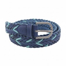 Ceinture Scotch & Soda Pour Hommes 121 CM Cuir Tressé Bleu Boucle Argentée