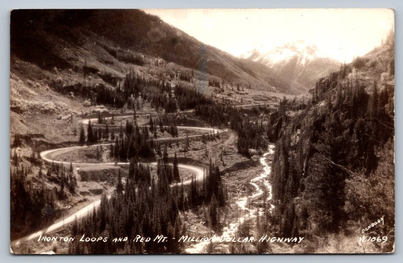3 REAL PHOTO postcards MILLION DOLLAR HIGHWAY IRONTON LOOPS RED MOUNT COLORADO