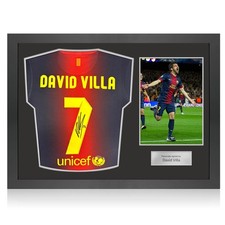 David Villa Signed Original Barcelona 2012-13 Football Shirt. Icon Frame