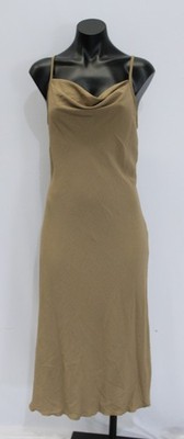 bebe Women's Airflow Cowl Midi Adjustable Slip Dress CD4 Mocha Small NWT