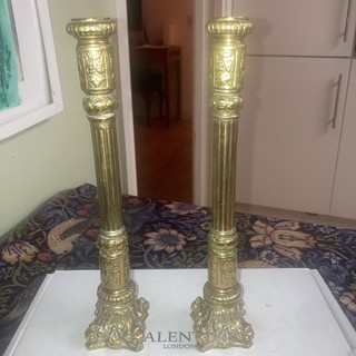 Pair Of Georgian Brass Candlesticks