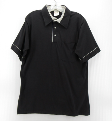 VINTAGE Hilton Polo Shirt Men Large Black Bowling 70s 80s Leisure 