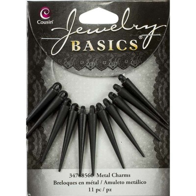 Black Metal Spikes Pendants Dangles Set of 9 Long Charms