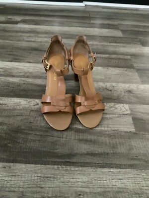 Franco Sarto Tan Giada Leather Sandals heels SZ 9.5