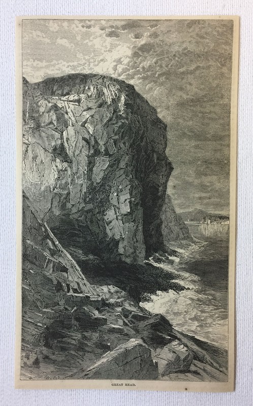 1872 magazine engraving~ GREAT HEAD at Mount Desert Island,Maine