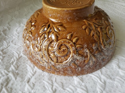 Haeger USA 102 Planter Pot Pedestal Bowl Scroll Leaf Light Brown White T16 - Picture 4 of 4