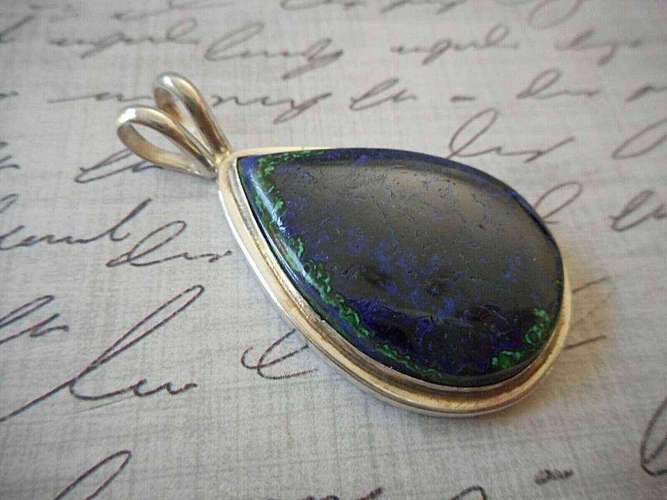 Серебро глубокий синий азурит с малахит камень подвеска 36C15 - Изображение 3 из 4