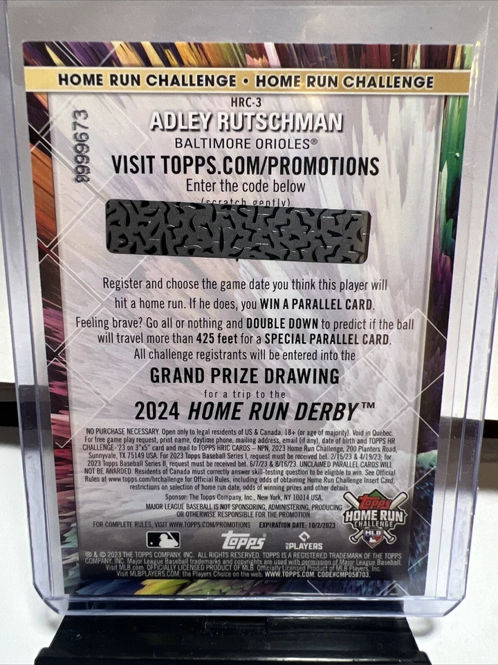 Topps 2023 Series 2 Adley Rutschman Home Run Challenge Baltimore Orioles #HRC-3 - Image 2 of 2
