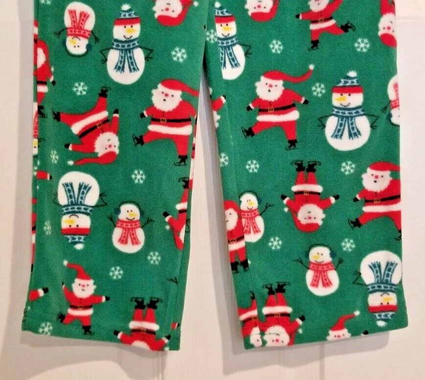 Pantalones de pijama CARTER'S verde polar estampado de Papá Noel y muñeco de nieve niños talla 4 - nuevos con etiquetas Foto 3 de 4