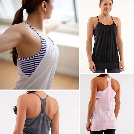 Lululemon No Limits Built In Bra Tank Sz 4 White Black Striped $64