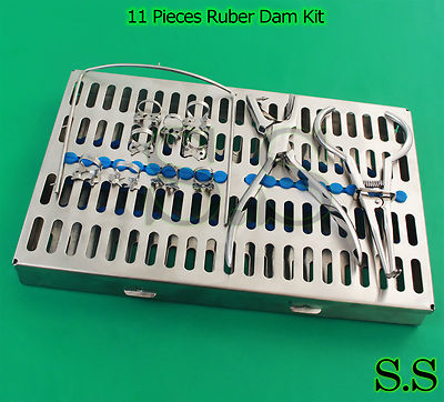 Rubber Dam 11 Piece Set Up,Clamps,Punch,Forceps,Frame,Case DN-539